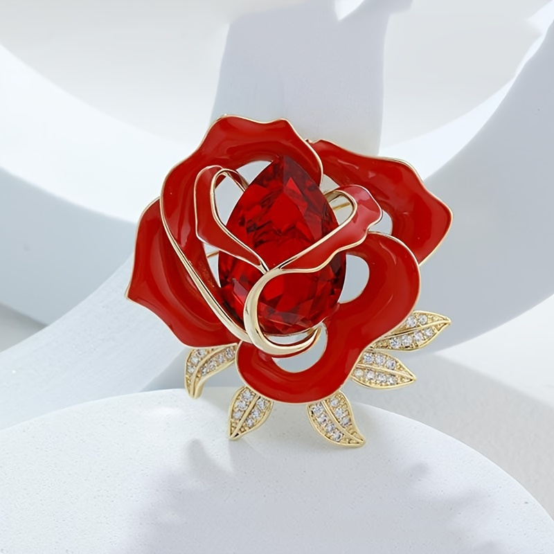 Unisex Retro Red Flower Brooch Lapel Pin Clothes - Temu