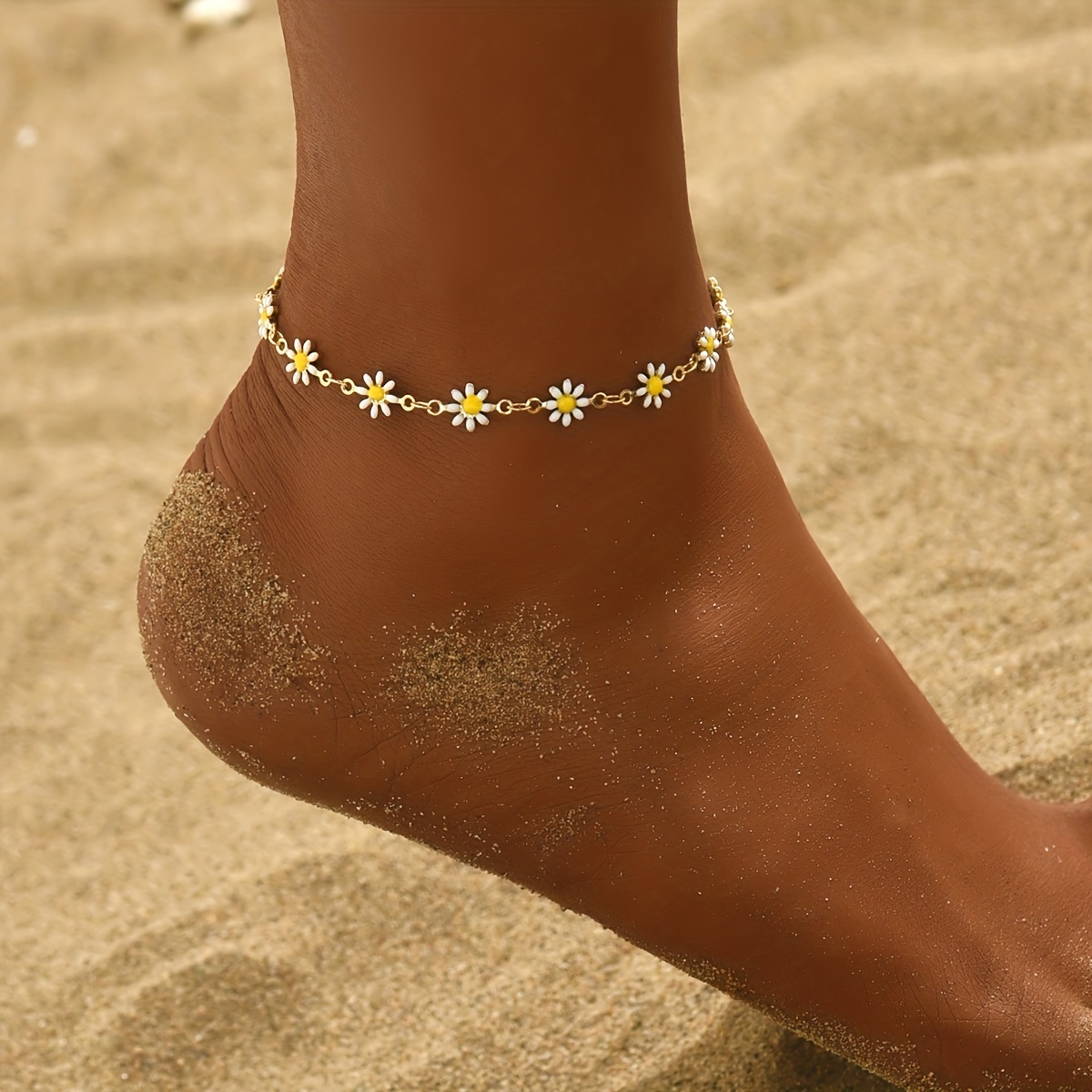 Women's Elegant Daisy Necklace Bracelet Ankle Accessories - Golden Plated  Beauty! - Temu