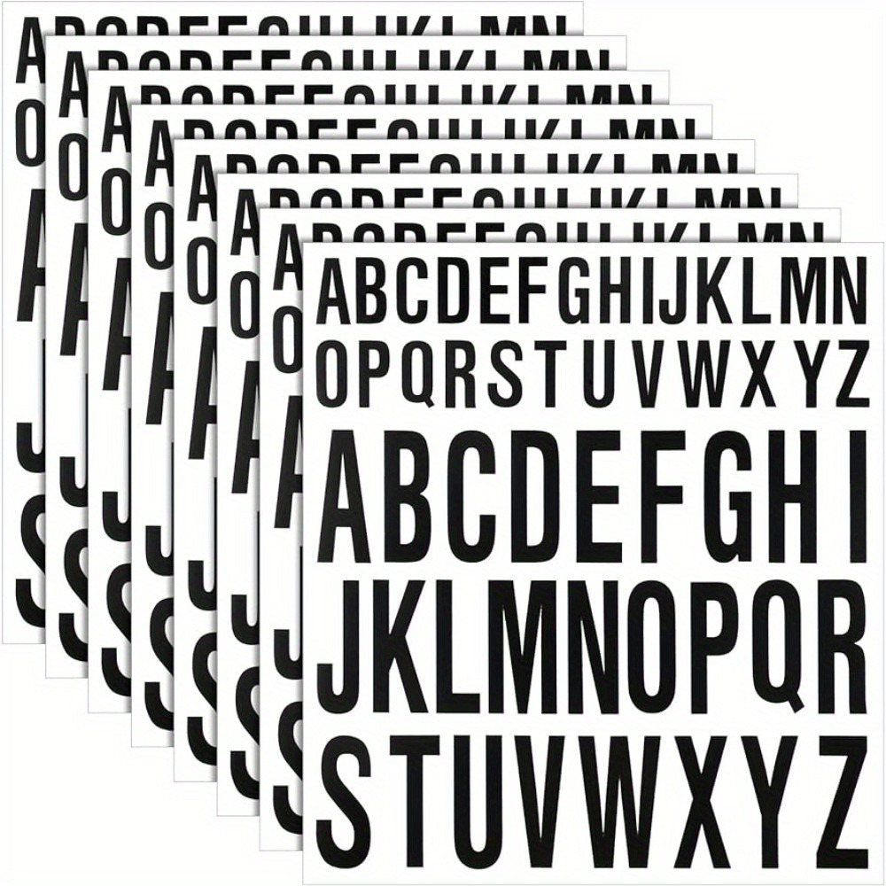 Letras adhesivas de vinilo, letras, letras adhesivas para letreros,  impermeables, calcomanías individuales, (blanco sobre negro)