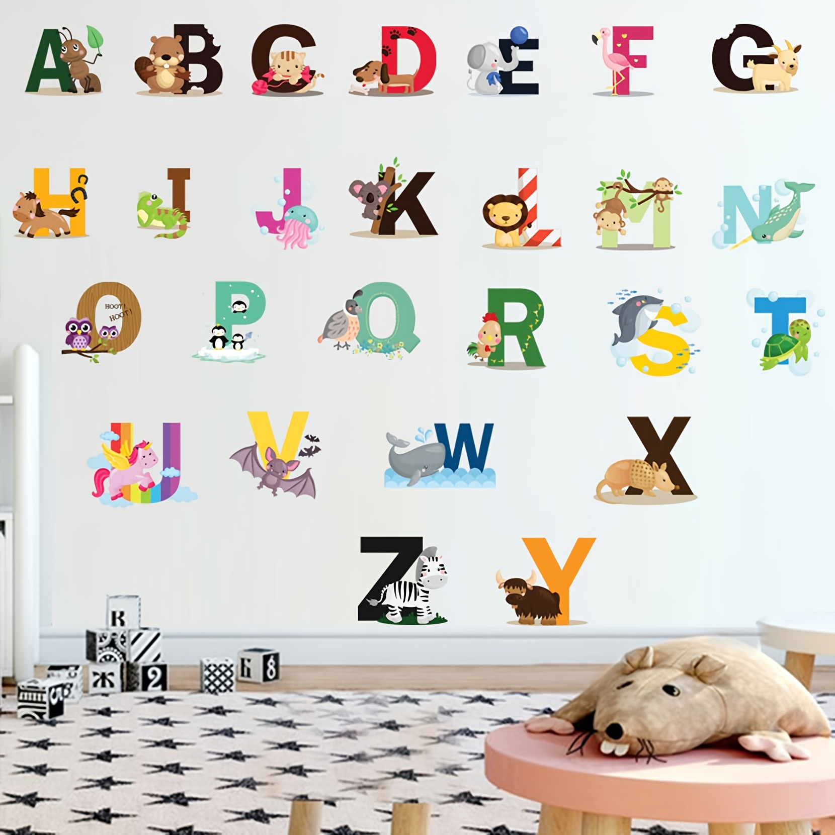 Woodland Animal Alphabet Wall Sticker Decal Educational Wall