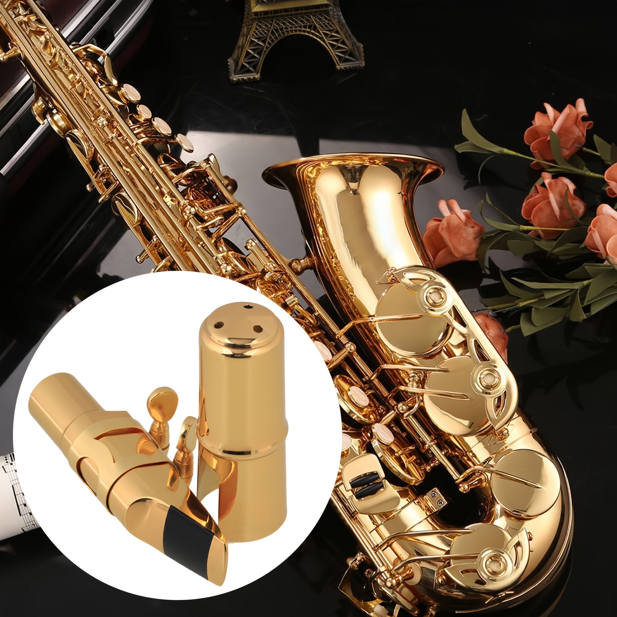 Mini saxophone de poche portable avec 4 anches, 8 tampons