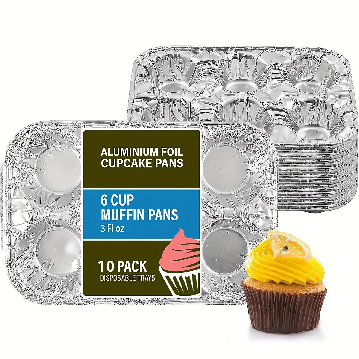 10PCS Reuseable Thick Aluminum Foil Cupcake Cups Air Fryer Pan Tray Baking  Cups