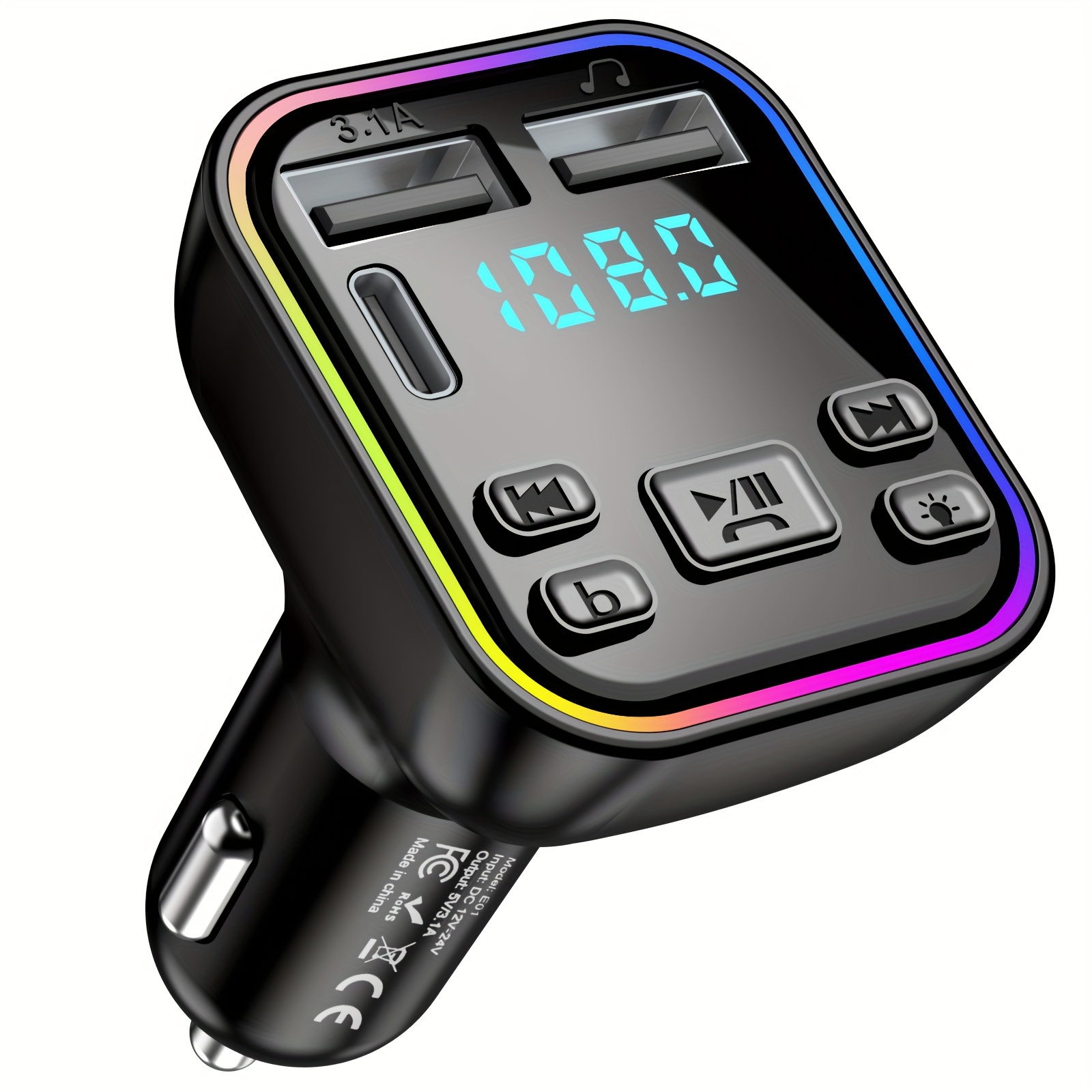 Cheap 66W Car Phone Charging Adapter Car Mp3 Player Bluetooth FM  Transmitter Car Handsfree Calling Kit