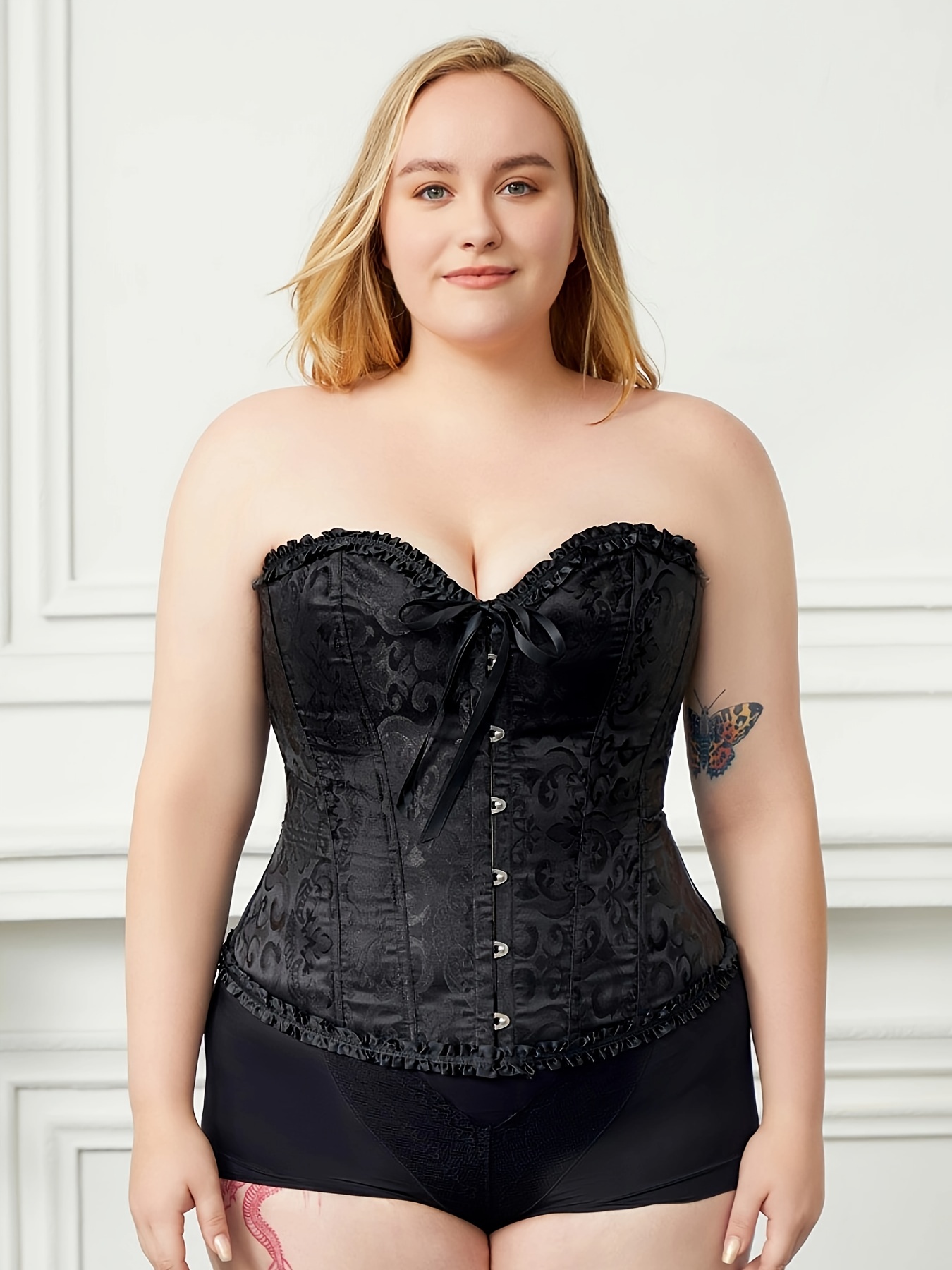 Plus Size Sexy Corset Women's Plus Solid Buckle Party Waist - Temu Canada