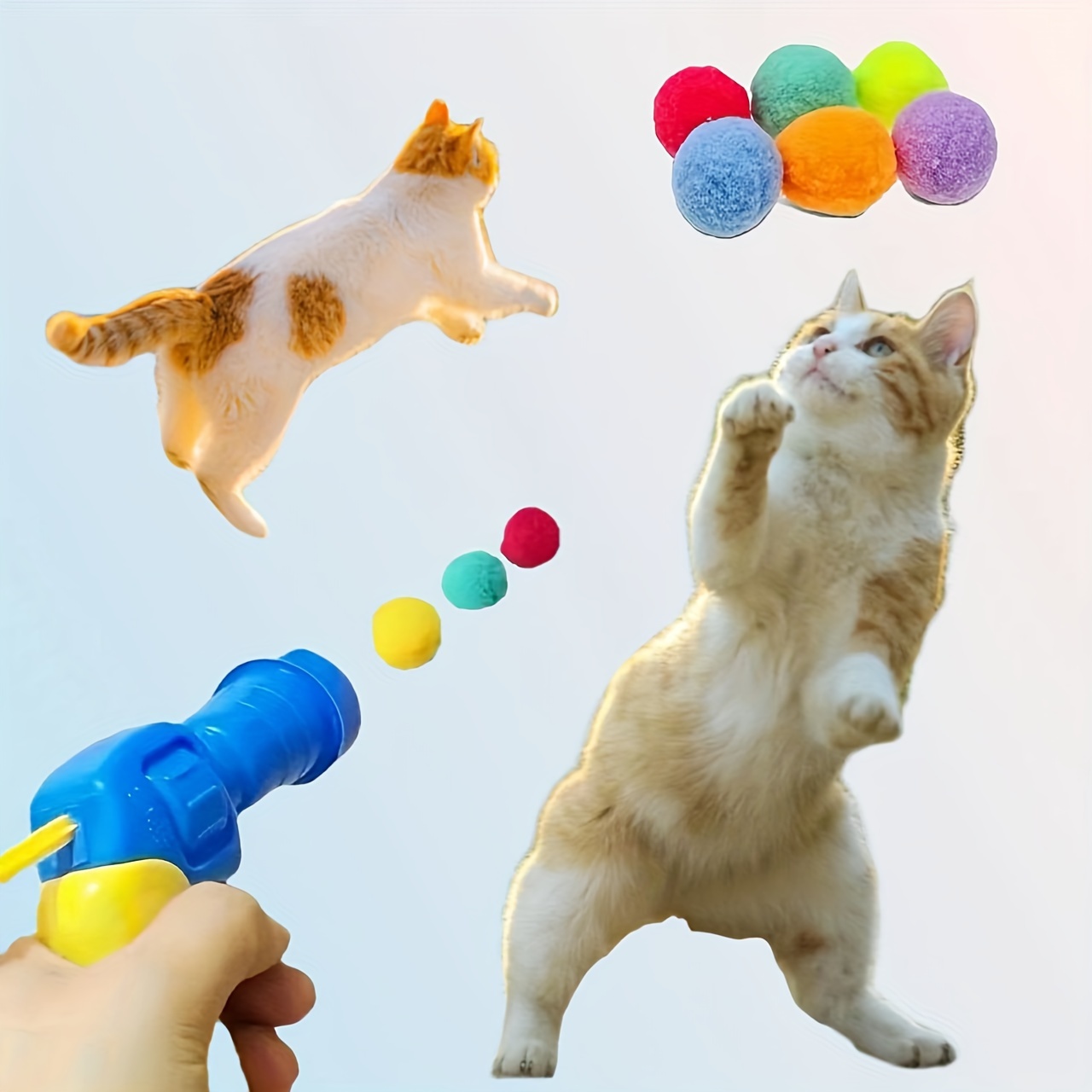 20 Pcs Christmas Cat Ball Toy Kitty Yarn Puffs Assorted Color