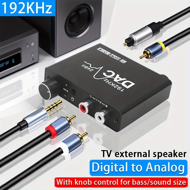 Alpexe - Alpexe Convertisseur Numérique SPDIF Optique Coaxial Toslink  Adaptateur vers Analogique Audio Stéréo L/R RCA - Câble Optique - Rue du  Commerce