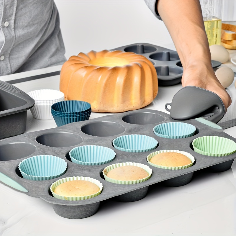 Silicone Jumbo Muffin Pan 12 Cups, European Grade Cupcake Baking Pan -  Large Size, Non-Stick Muffin Molds for Baking,Muffin Tray, Food-Grade  Muffin