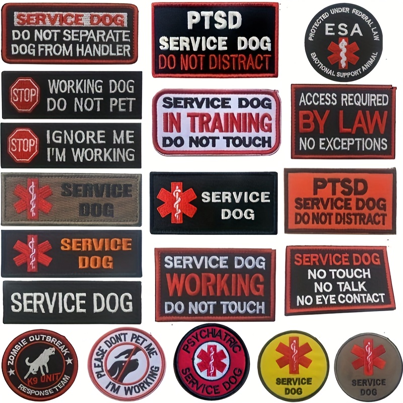 Reflective Attachable Removable Certified Service Dog Patches ESA Custom  Name