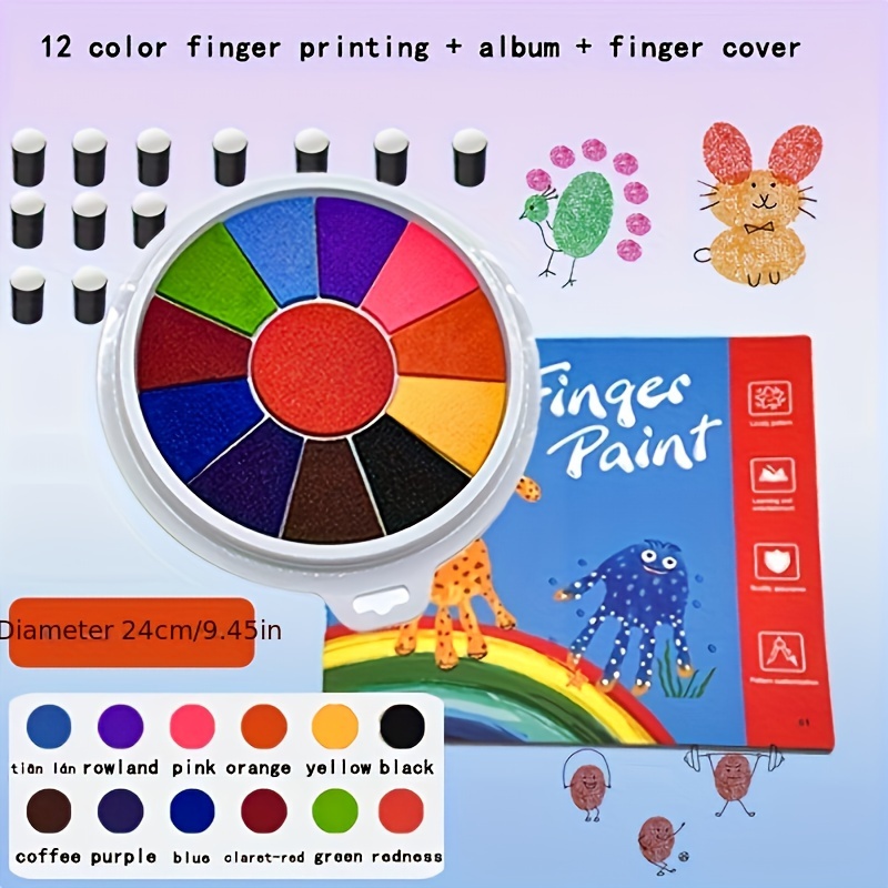 12 Colors Funny Finger Painting Kit Finger Drawing Toys and Picture Album Kids Washable Finger Paint Set, Kids Early Learning Toys Finger Paint for