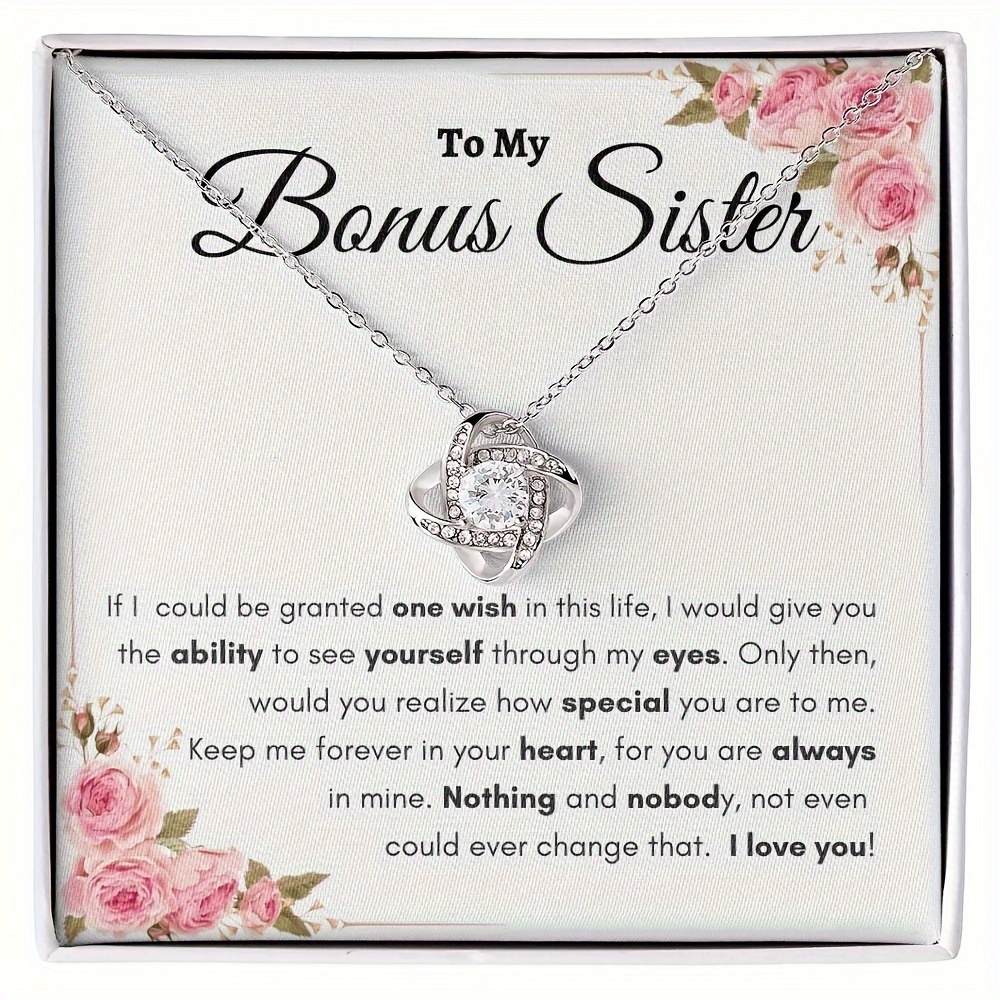 To My Bouns Sister Four-Leaf Clover Pendant Necklace Birthday Anniversary  Christmas Thanksgiving Women's Gift Set Blessing Card With Necklace And Box