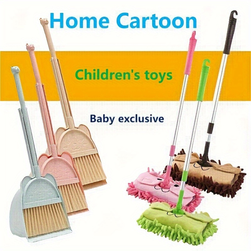 Mini Housekeeping Cleaning Tools Set for Children,3Pcs Include Complete  Adorable Small Mop, Small Broom, Small