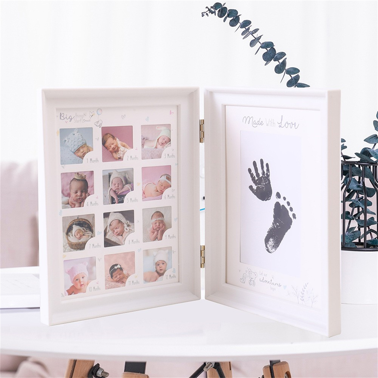 Navaris Kit para huellas de bebé - Set de marco de fotos con almohadilla de  tinta para huella del pie o mano de recién nacido - Cuadro de recuerdo :  .es: Bebé