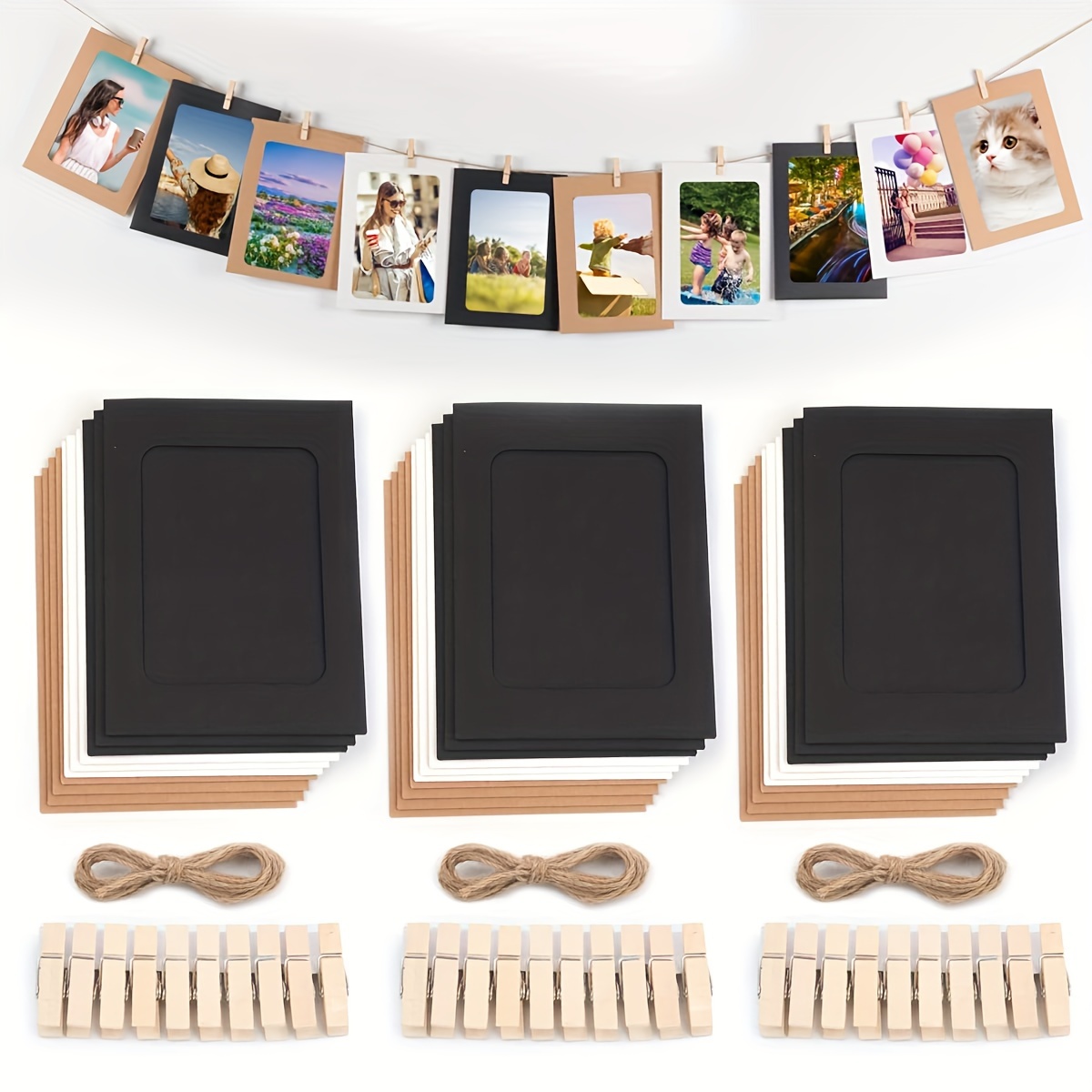 20 Pack 4x6 Inch Cardboard Paper Picture Frames with Clips and