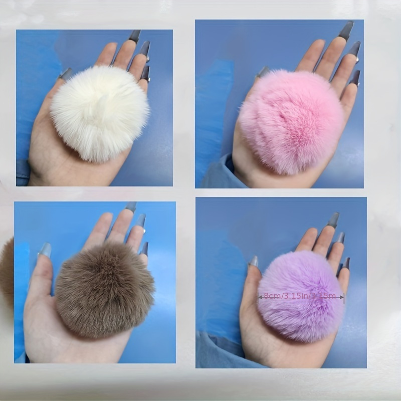 12 pcs 4 Inch DIY Faux Fox Fur Fluffy Pom Pom Ball- Faux Fox Fur Pom Poms  with Elastic Loop Removable Knitting Hat Accessories for Hats Shoes Scarves