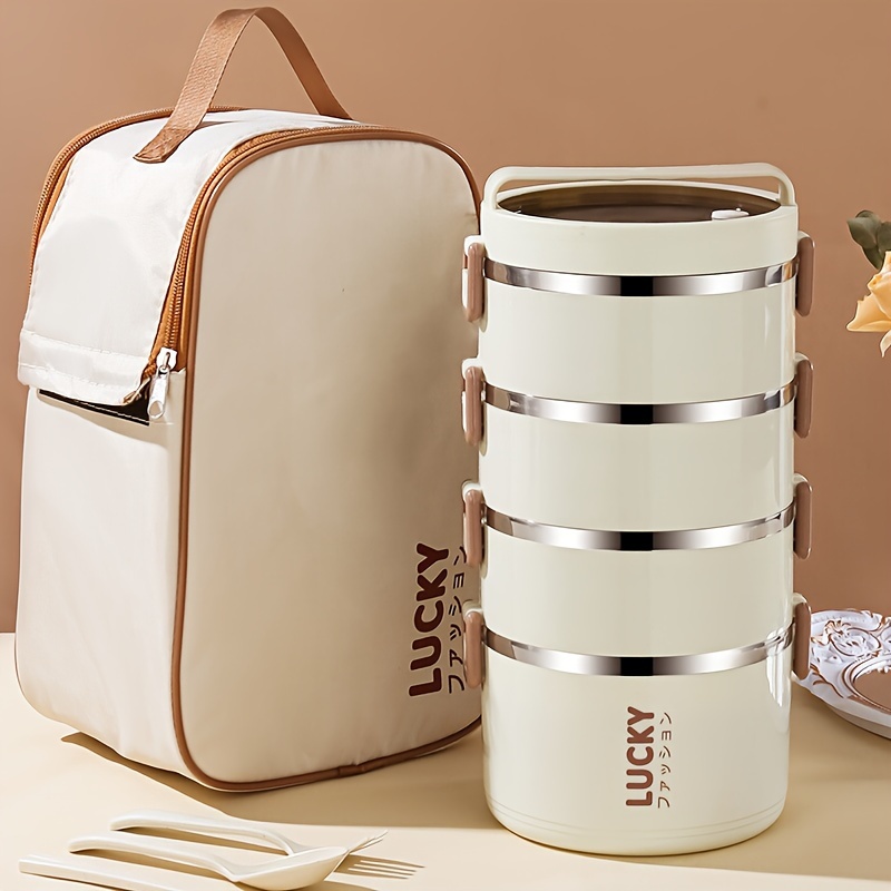 2-Tier Cylinder Lunch Box For Adults, Keep Warm Thermal Food
