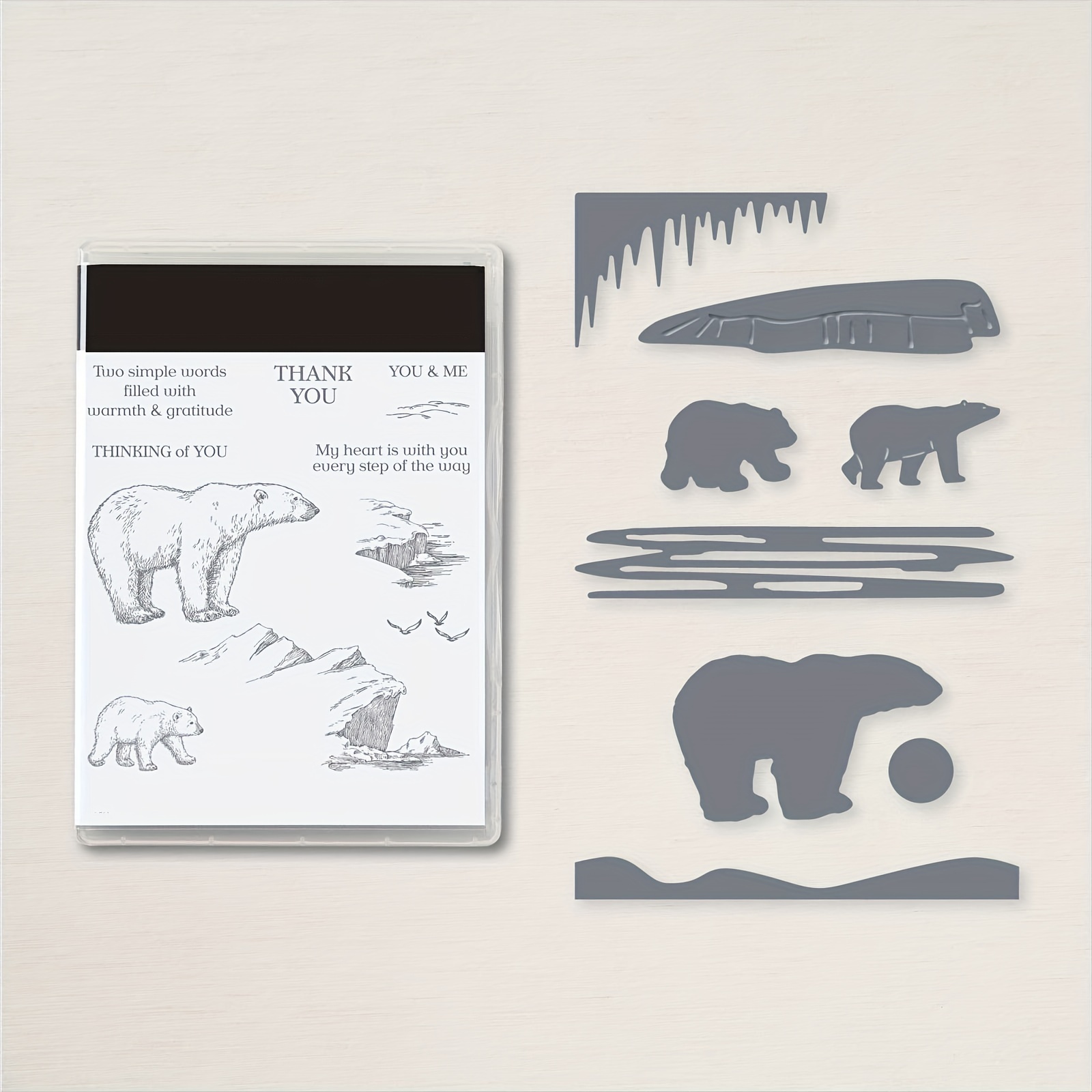 Bear Snow Clear Stamps for Card Making and Photo Album Decorations,  Snowflake Silicone Stamps Greeting Words Transparent Rubber Stamps Seal for  DIY