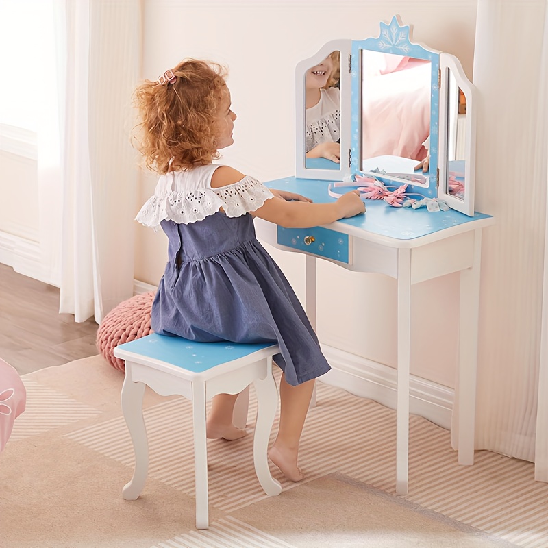 Mesa de tocador de maquillaje con espejo iluminado, escritorio de  maquillaje con estante de almacenamiento y cajones grandes, para el día de  la madre