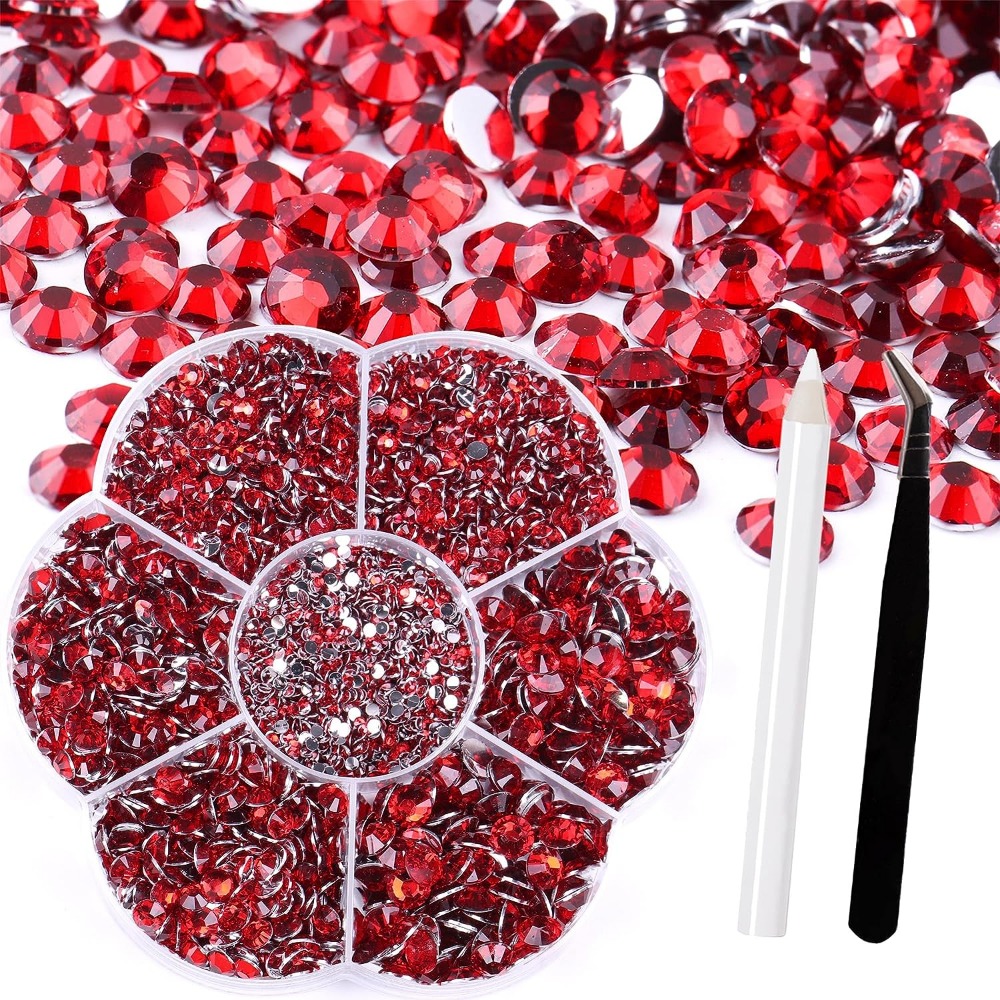 1440pcs Red Rhinestone Crystals Flat Back Rhinestone Round Flat Stones For  Nail Art Crafts, Clothes, Shoes, Jewelry Making Decoration (red/Siam)