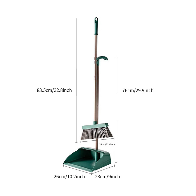 11.4 in. Broom and Dustpan Set for Home Upright Dustpan and Broom