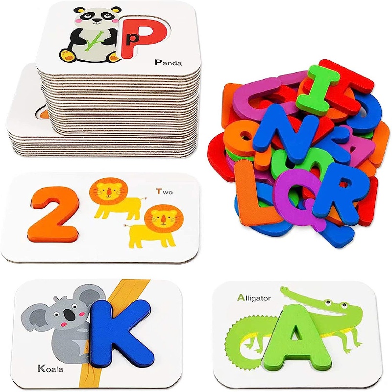 Tarjetas de alfabeto para niños. tarjeta de abc de aprendizaje preescolar  educativo con conjunto de ilustraciones de dibujos animados de animales y  letras.