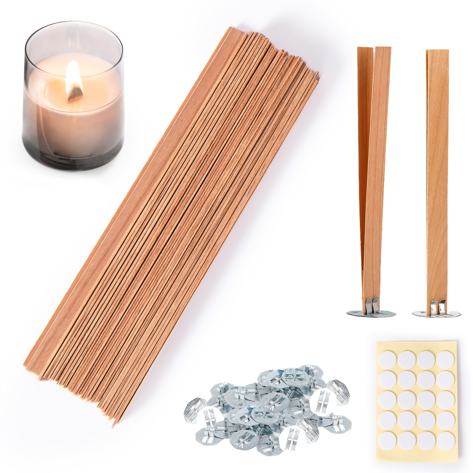10/20/40Pcs Handmade Wood Wooden Wick Wax Candle Core Sustainers