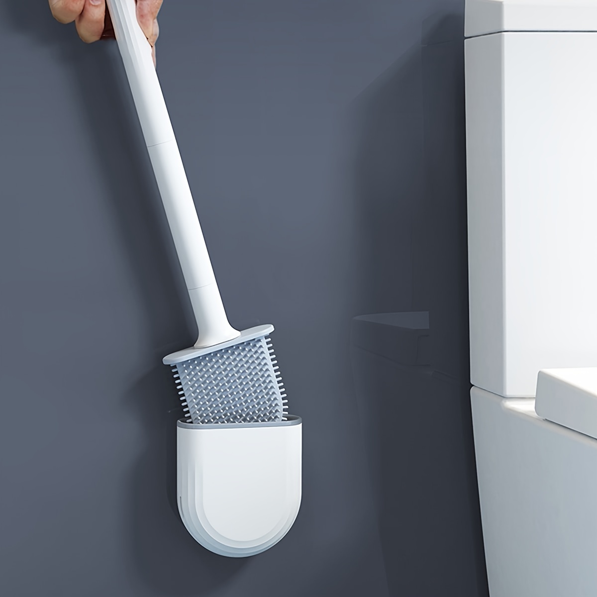 Ensemble de porte-brosse de toilette en silicone, Accessoires de nettoyage  à domicile