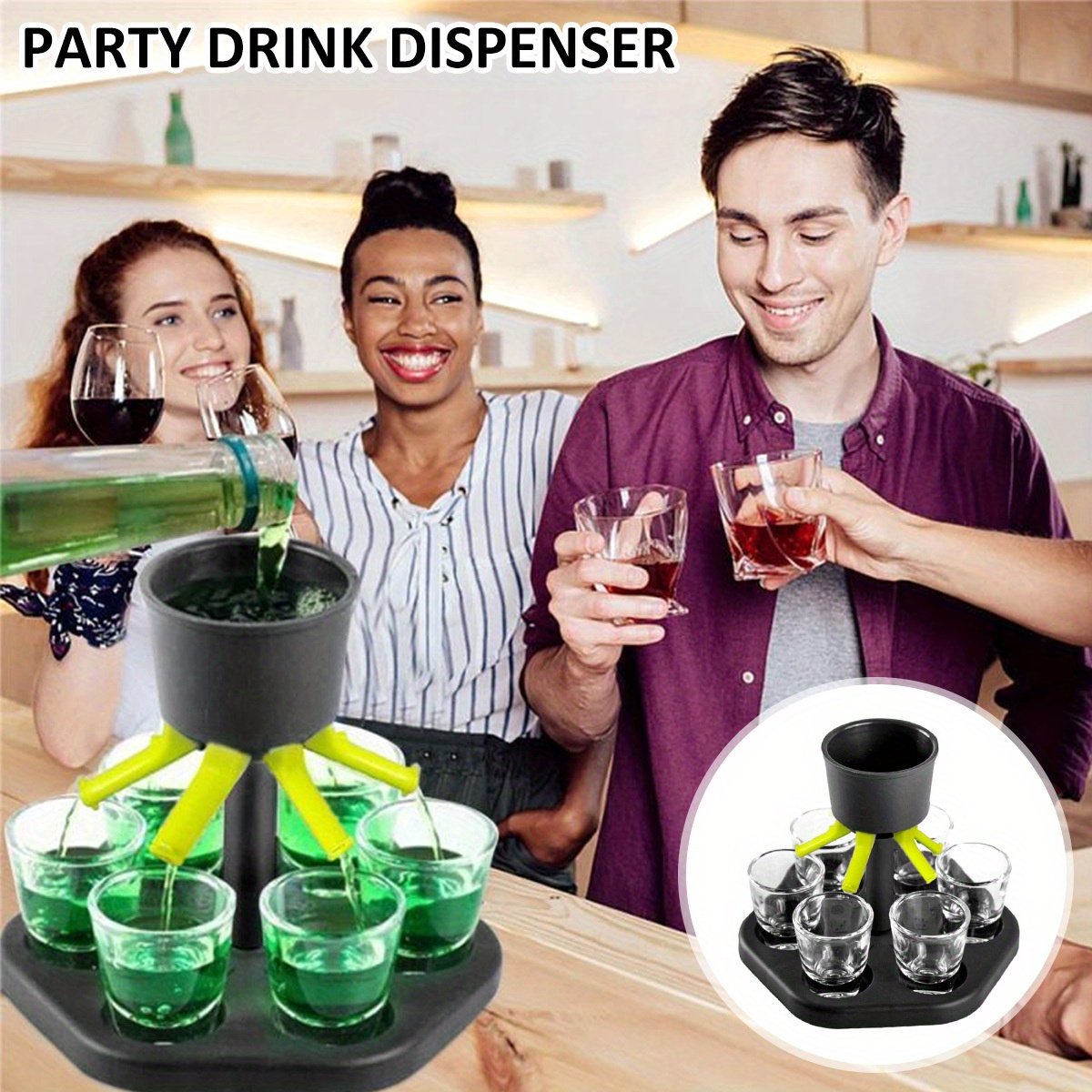 Distributeur et support de shot, gobelet en acrylique 6 pièces, distributeur  de shot de barre pour remplir les liquides, liqueur/alcool/boisson/cocktail,  boire, fête, mignon et portable 