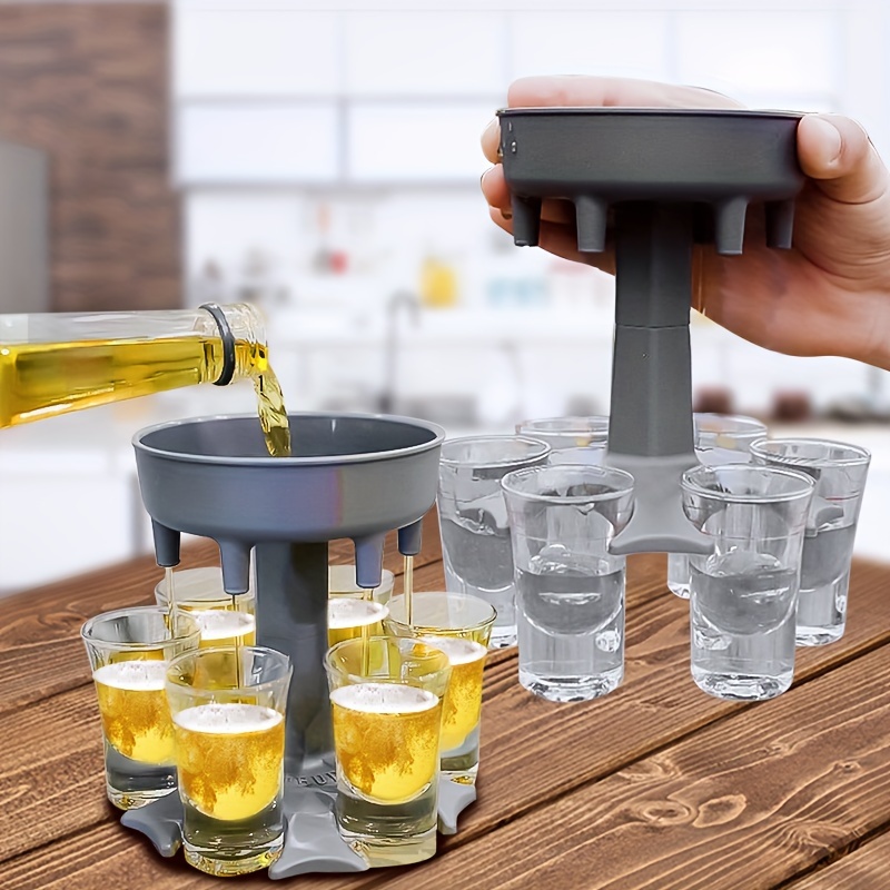 Shot Dispenser Party Drink Dispenser with 6 Shot Glasses Set - Acrylic Touchless Liquor Dispenser and Holder Shot Pourer for Beverage | Cider 