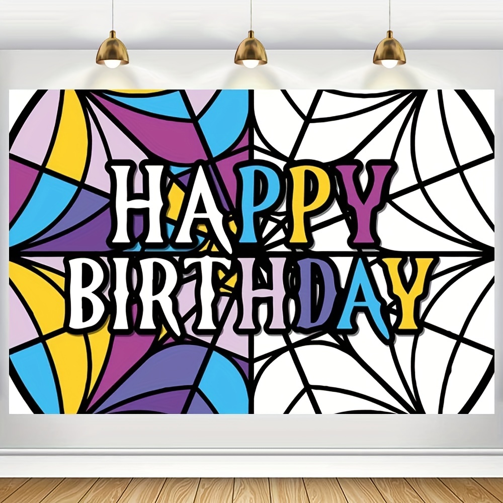 Wednesday Addams Theme Happy Birthday Balloons,Banner, Cake