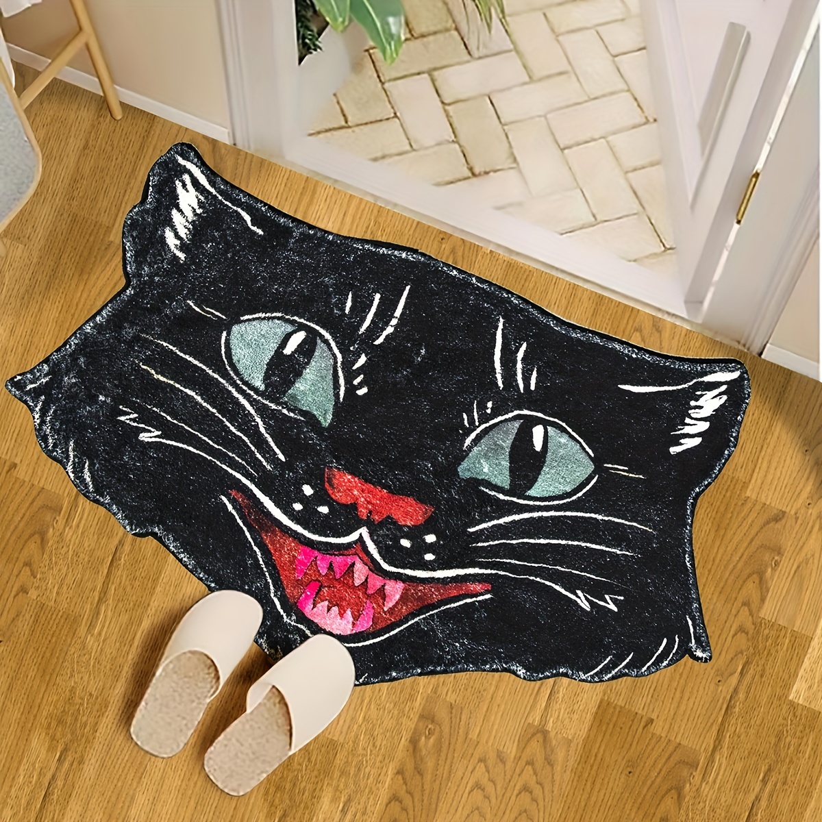 Cute Black Cat Rug by ValentinaDesign
