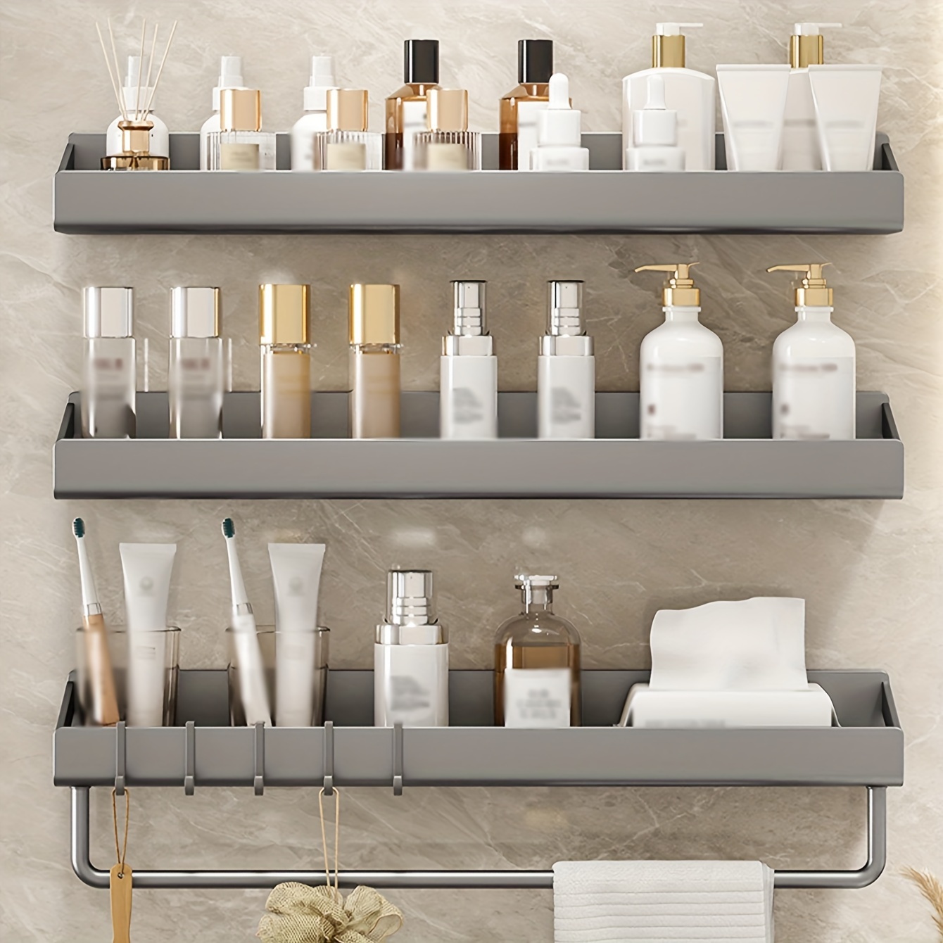 Thicker Bathroom Shelves Without Drilling Rustproof Aluminum - Temu