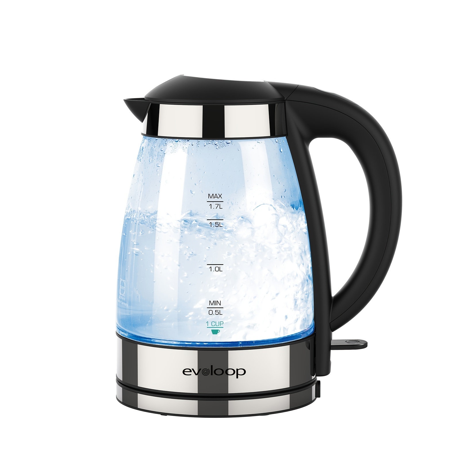 Evoloop 1.7L Electric Kettles Stainless Steel Teapot, Auto Shut-Off  120V/1500W