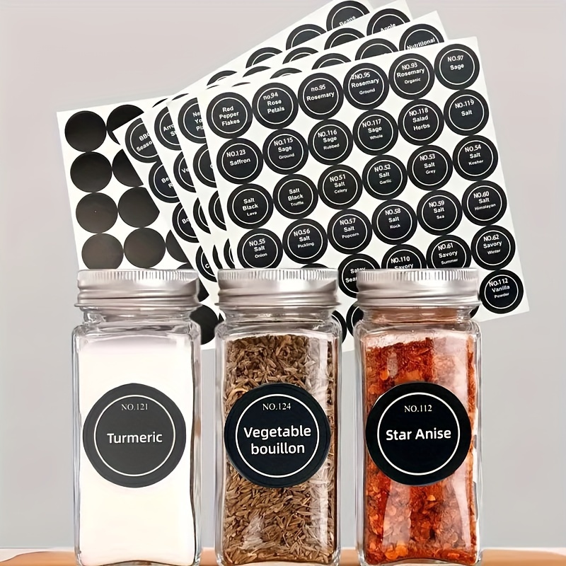 Minimalist Spice Labels for Kitchen Storage 24 96 Set Square and