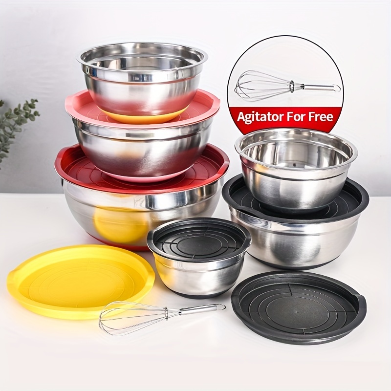 6Pcs Stainless Steel Bowls Set 1.5-5L Capacity Nesting Mixing Bowl