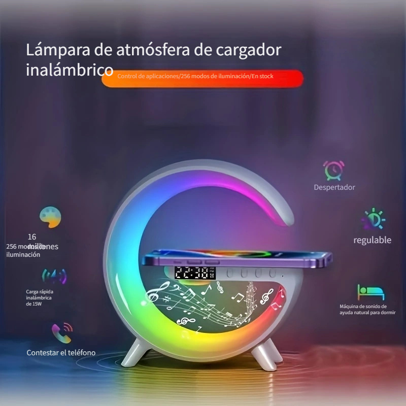 Fcpvhoy Luz Sonido Inteligente Alarma Cargador Inalámbrico - Temu Mexico