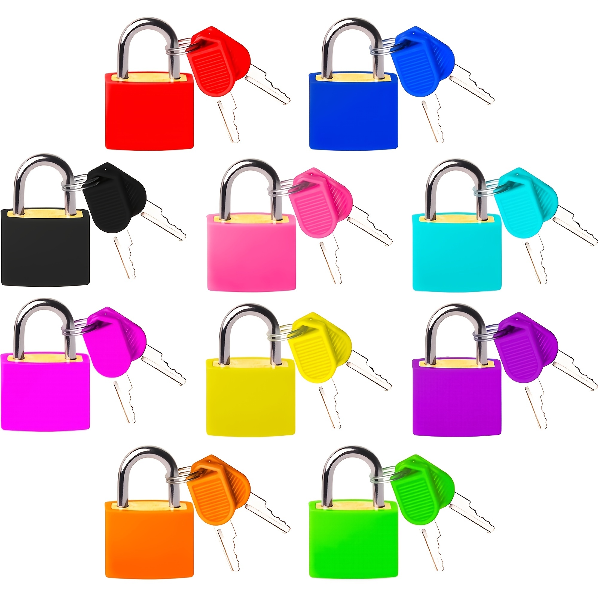 6PCS mini cadenas colorés en métal avec clés, petite serrure à