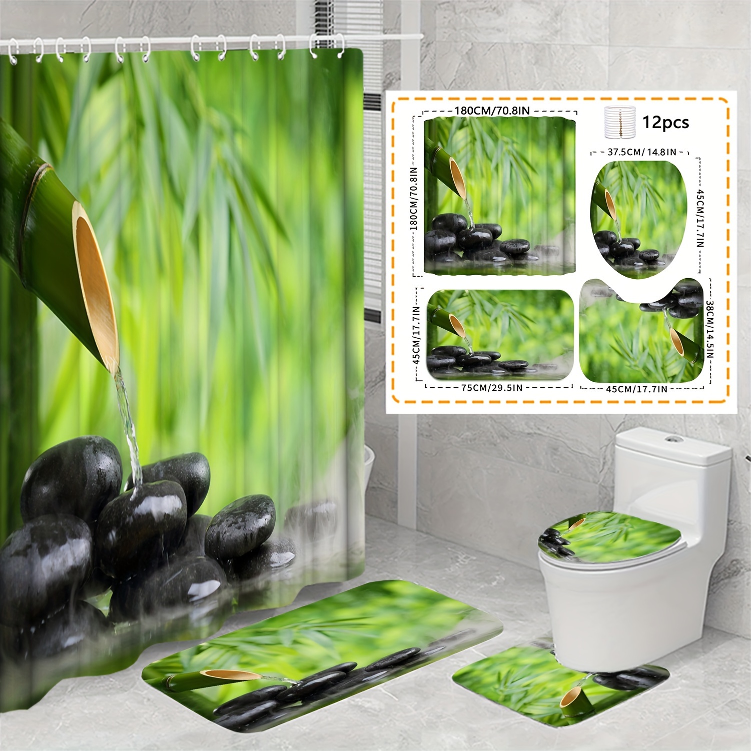 mDesign cortina de baño antimoho - 180 cm x 200 cm - Cortina ducha con 12  ojales resistente - Cortina bañera impermeable color verde : :  Hogar y cocina