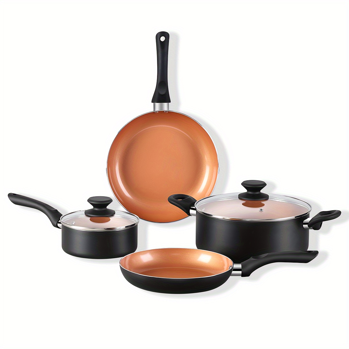Generic Copper Deep Square Non-stick Frying Pan Set