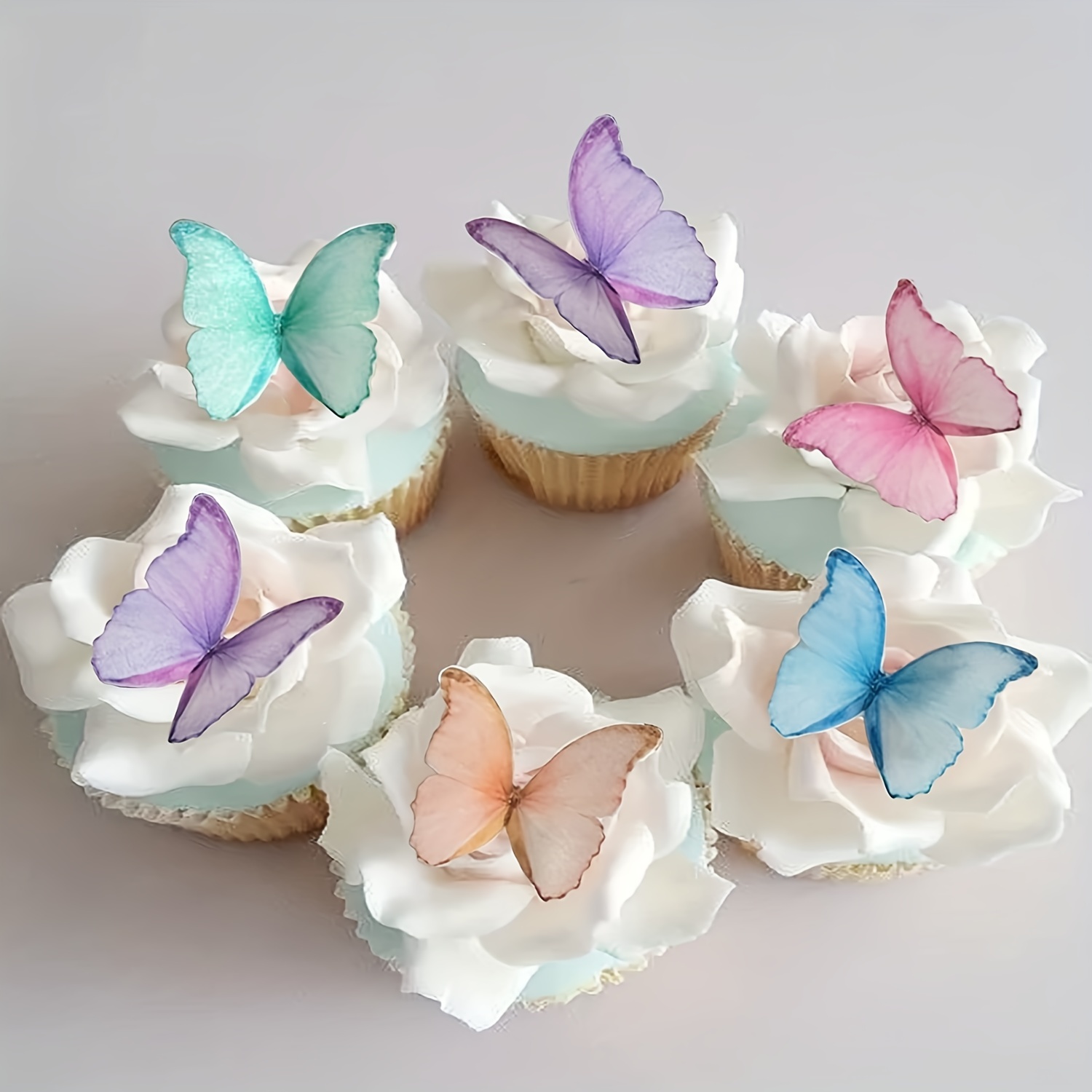 28 adornos comestibles para pasteles o cupcakes de mariposas arcoíris. Mariposas  de papel de oblea de 1.5. Decoración de cumpleaños de jardín encantado. -   México