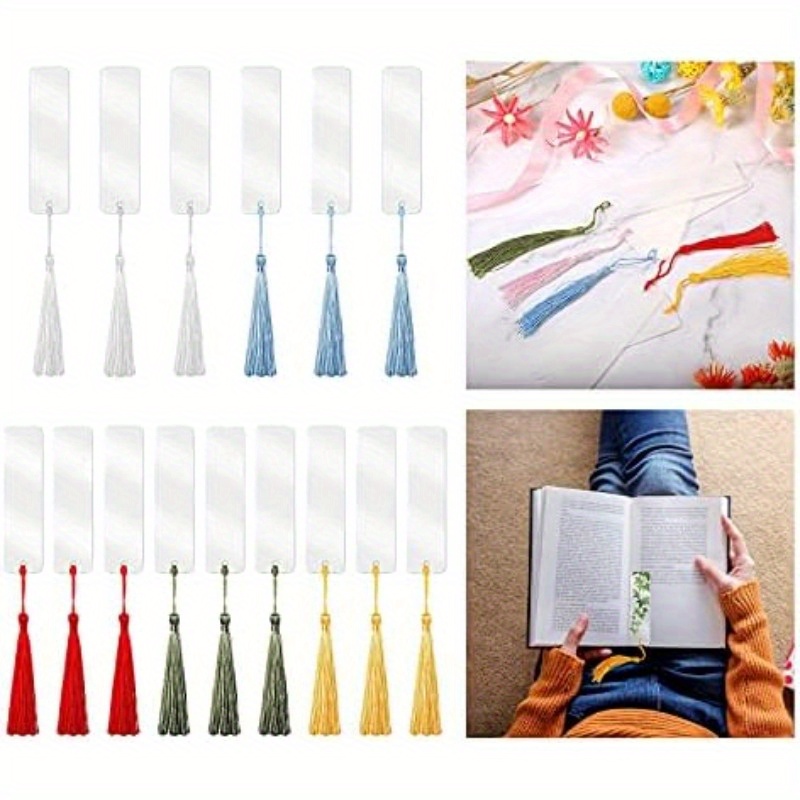 40 Pcs Blank Acrylic Flow Acrylic Bookmark Blank Bookmarks Gifts Clear  Acrylic Present tag Bookmark for Book Lover Book Markers Kids Suit  Rectangle