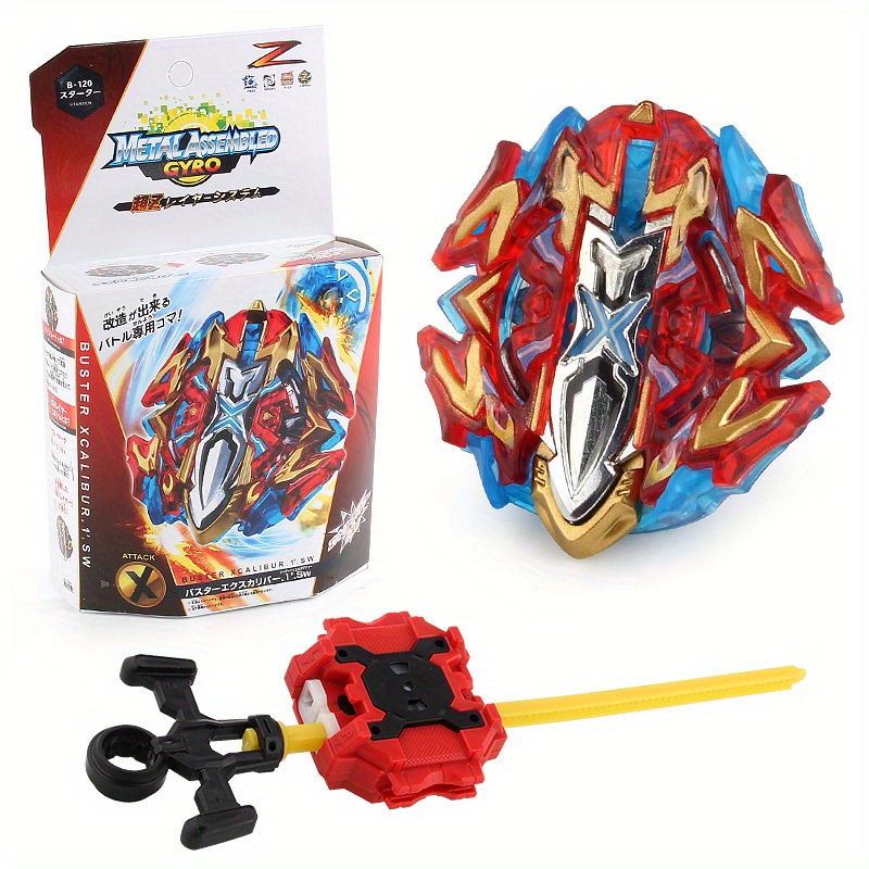 8-style Burst Gyro Toy Set With Launcher And Ruler - Plastic Alloy