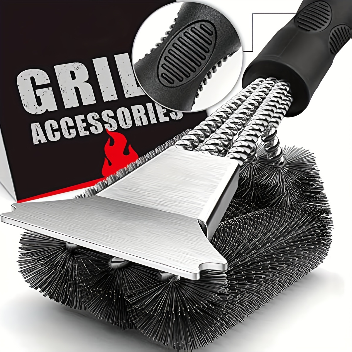 BBQ Grill Cleaning Brush, Stainless Steel Bristle Brush For BBQ Grill  Cleaning & Maintenance, Steel Brush BBQ Grates Cleaning & Grill Scraper  Equipment, Barbecue Grill Cleaner Brush & Steamer Tool Kit, Kitchen