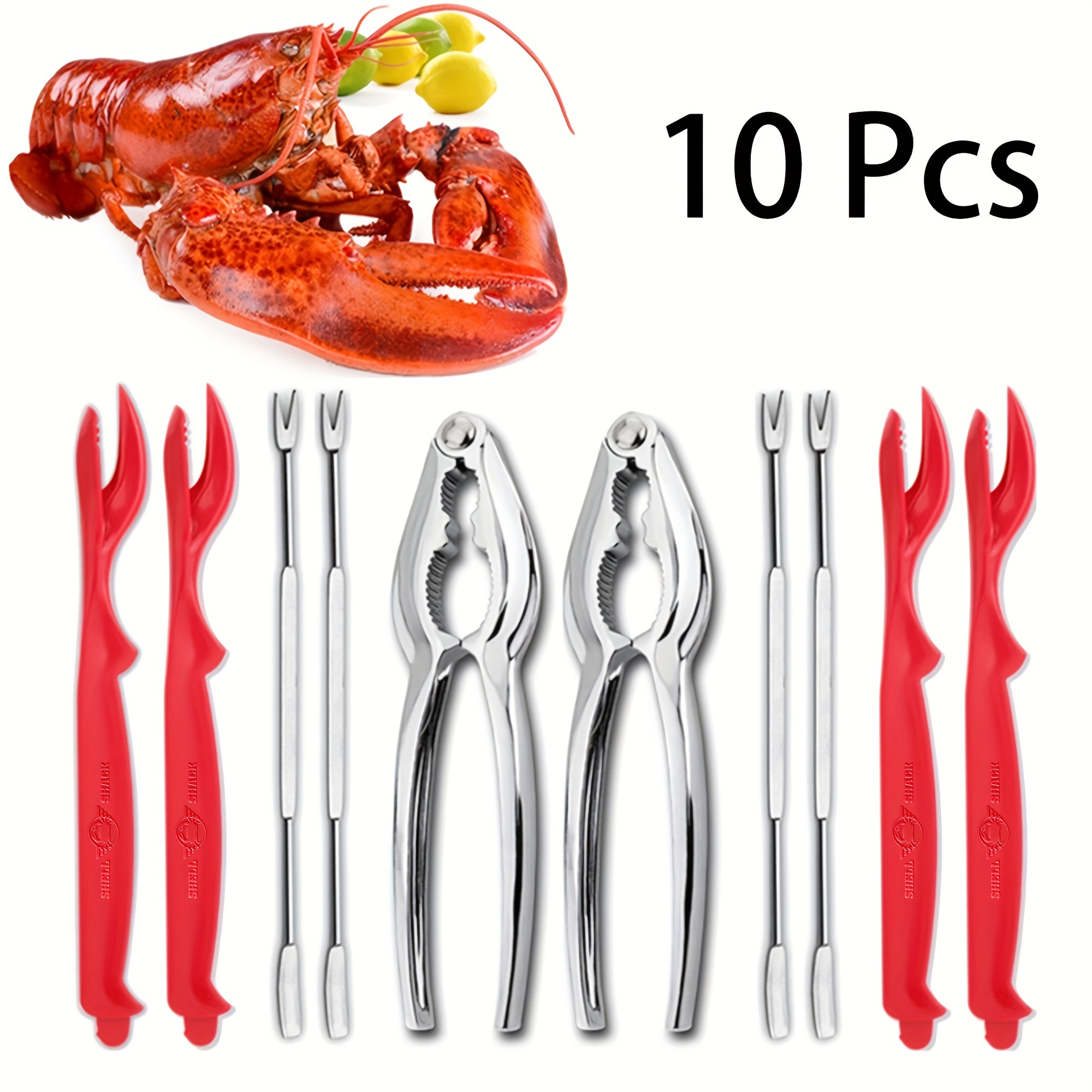 Crab Tongs Tool, 3 Pieces Seafood Tools, Metal Nutcracker Nuts