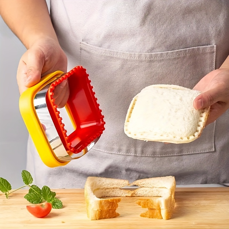 HINZER Sandwich Cutter and Sealer Set Uncrustables Maker 4 Pcs Bread Decruster Sandwich Cutter Pancake Maker Heart Square Circle Dinosaur Shape DIY