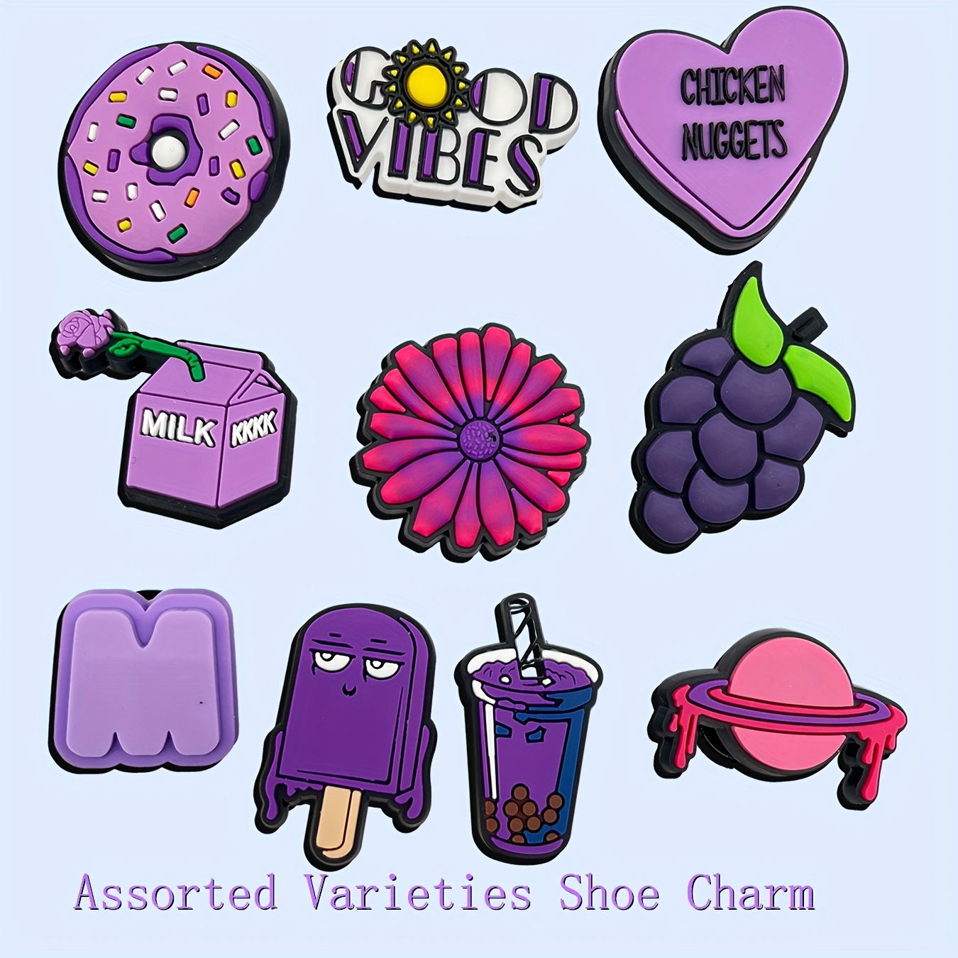 Purple And Blue Ocean Beach Cartoon Shoes Charms For - Temu