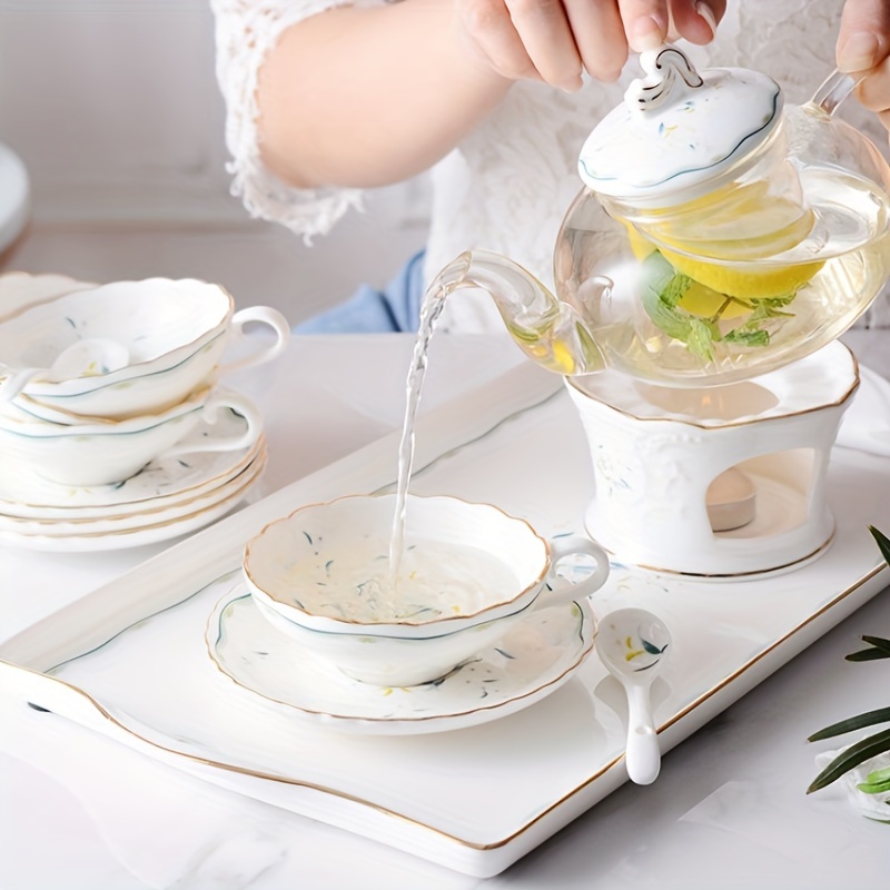 Ensemble de tasse à café en céramique portable élégante, bouilloire mère et  enfant, théière, assiette à dessert, ensemble de thé de l'après-midi -  AliExpress