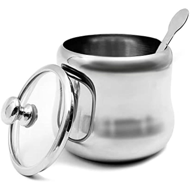 Sugar Bowl With Clear Lid, Stainless Steel Seasoning Bottle