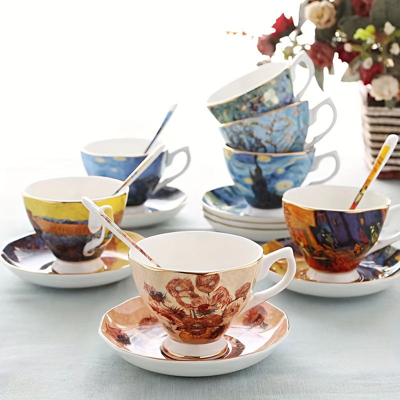 English Creative Espresso Coffee Cup Set Luxury Tableware - Temu