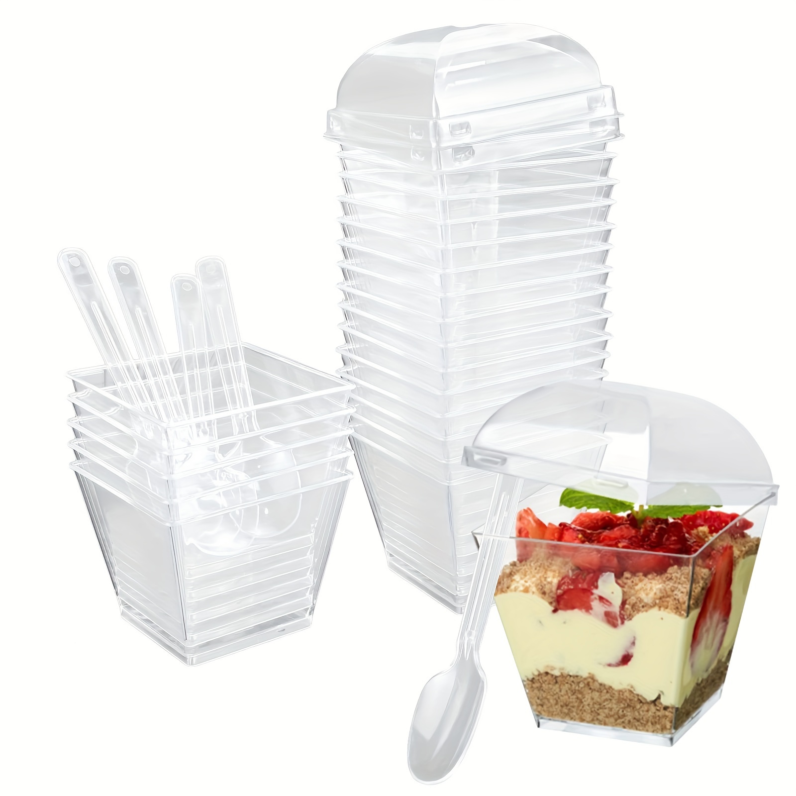 50pcs Jelly Cups, Small Plastic Containers with Lids, Salad