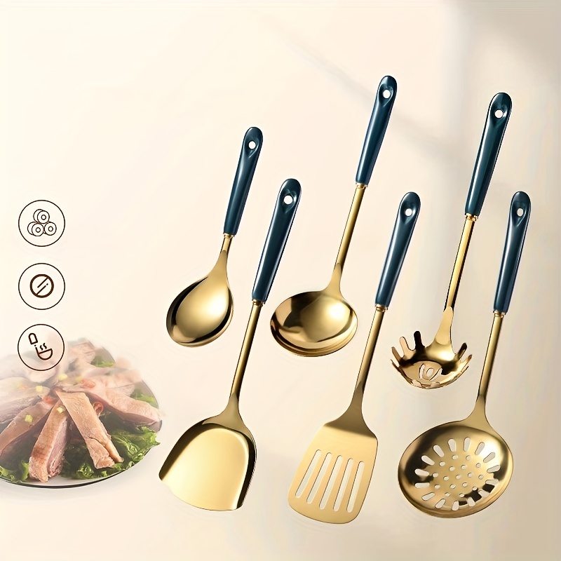  304 Stainless Steel Kitchen Utensils Set, 6 Pcs Metal  Professional Cooking Spoons, Kitchen Tools - Wok Spatula, Ladle, Skimmer  Slotted Spoon, Pasta Spoon, Serving Large Spoon, Slotted Spatula Tunner :  Home & Kitchen